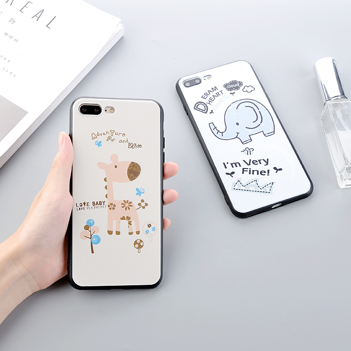黑膠彩繪可愛動物情侶蘋果6 iphone7plus手機殼個性女款保護套