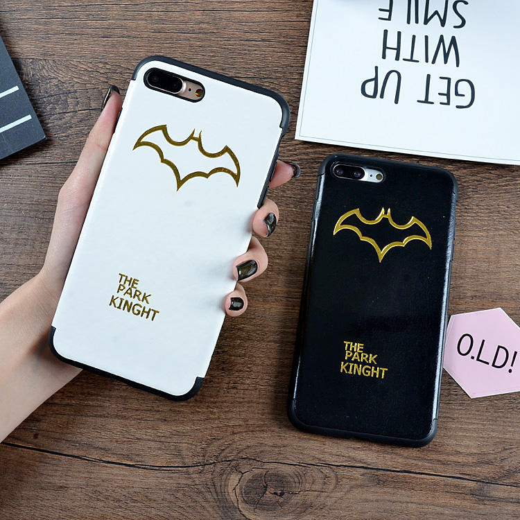 簡約iphone6s/6plus皮套手機殼蘋果7蝙蝠俠皮質pu軟殼情侶款