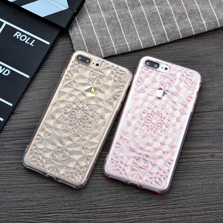 日韓蘋果iPhone 7 6S Plus手機立體菱形鉆石紋防摔保護殼軟套7代