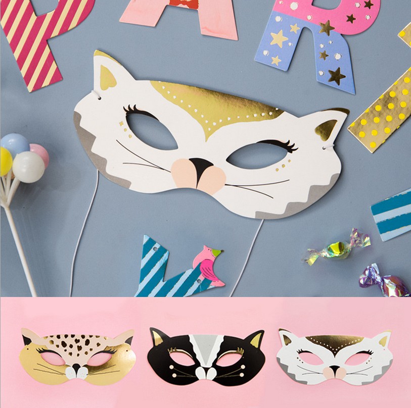 貓咪貓臉化妝舞會面具趣味攝影生日派對聚會道具可愛搞怪紙面具