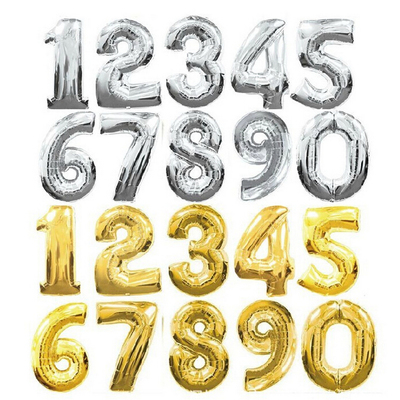 30寸76CM高金色大數字0-9 生日派對百日宴結婚慶典數字鋁膜氣球