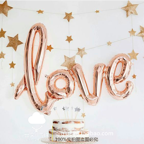婚禮連體字母LOVE鋁膜氣球婚房結婚慶求婚生日派對裝飾布置用品