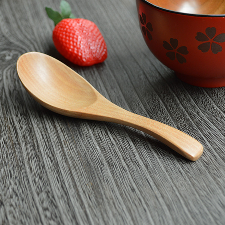 日式木質餐具原木本色俏手柄耐摔小湯勺西瓜勺創意餐勺