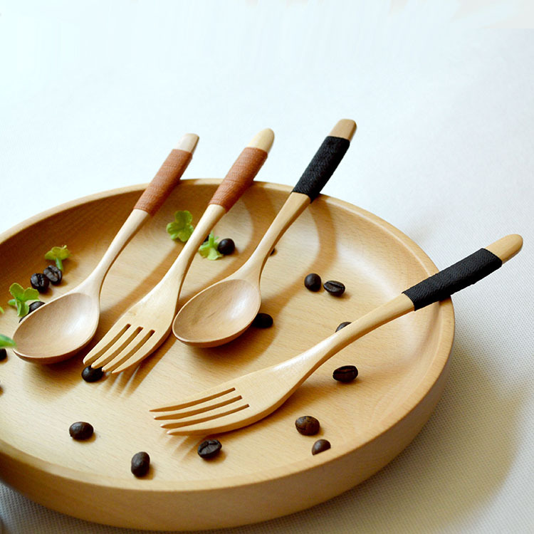 木勺木叉兩件套裝簡約創意勺叉天然原木飯勺湯勺調羹木餐具