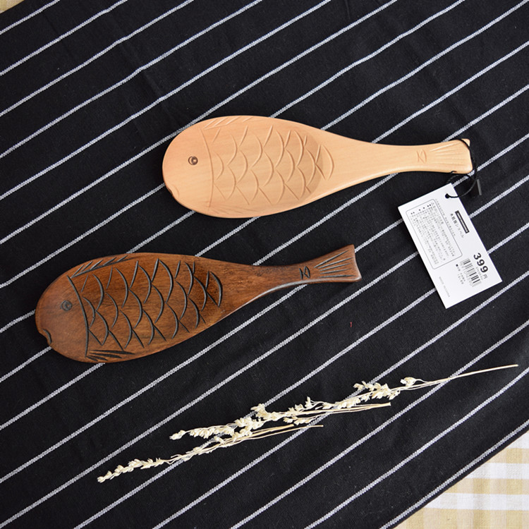 木飯勺電飯鍋不粘鍋專用創意純手工魚型雕刻木飯鏟木質廚具