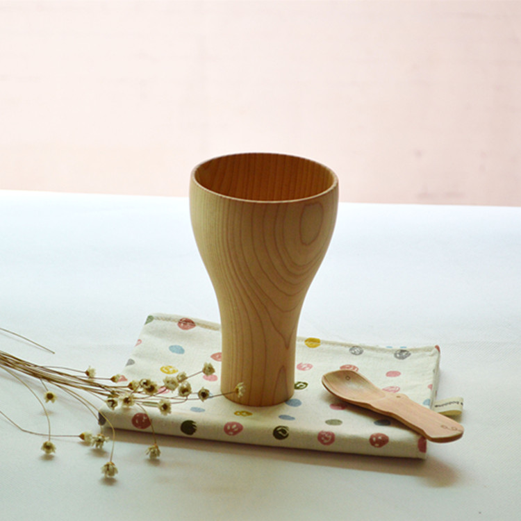 勺創意木質咖啡杯酒杯日式冰淇淋甜品杯奶昔牛奶木制特色水杯