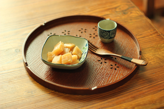 茶盤圓形托盤水果盤木質餐盤茶盤平盤創意鏤空櫻花家用木茶盤