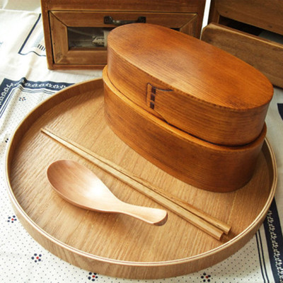 勺筷出口雙層飯盒高檔實木飯盒便當盒創意學生飯盒壽司盒