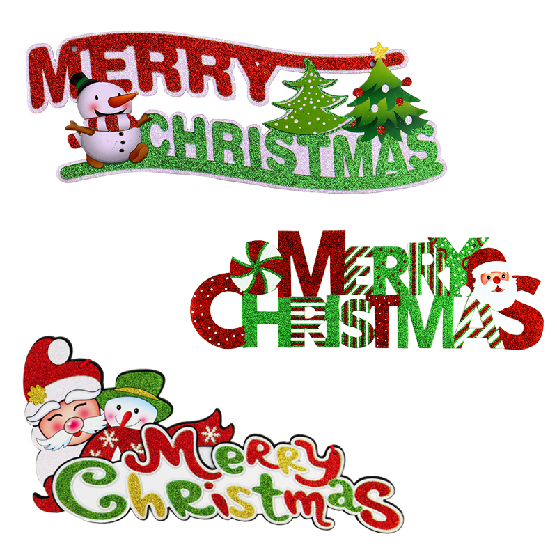 聖誕裝飾聖誕字母門牌門掛聖誕老人雪人字母掛件掛飾花環藤條裝飾