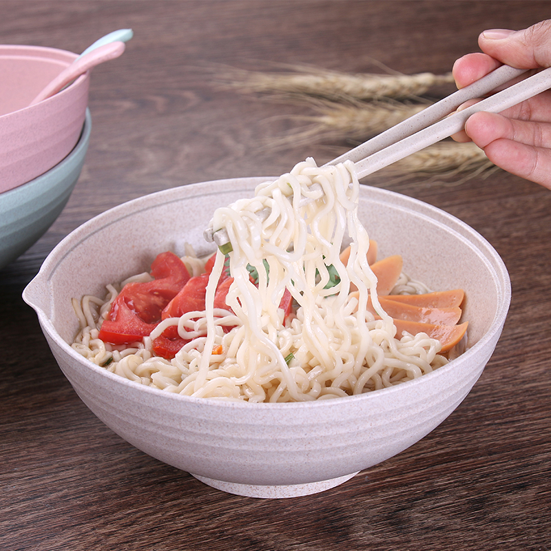 韓式小麥泡面碗帶蓋大號碗學生便當盒方便面碗大容量拉面碗帶筷勺